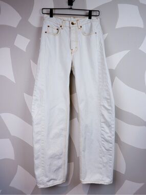 B SIDES Jeans Womens Ivory Relaxed Lasso Wide Leg | 27